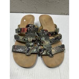 Vionic‎ Amber Sandals 381Radia Snakeskin Green Patent Leather Slip On Size 8